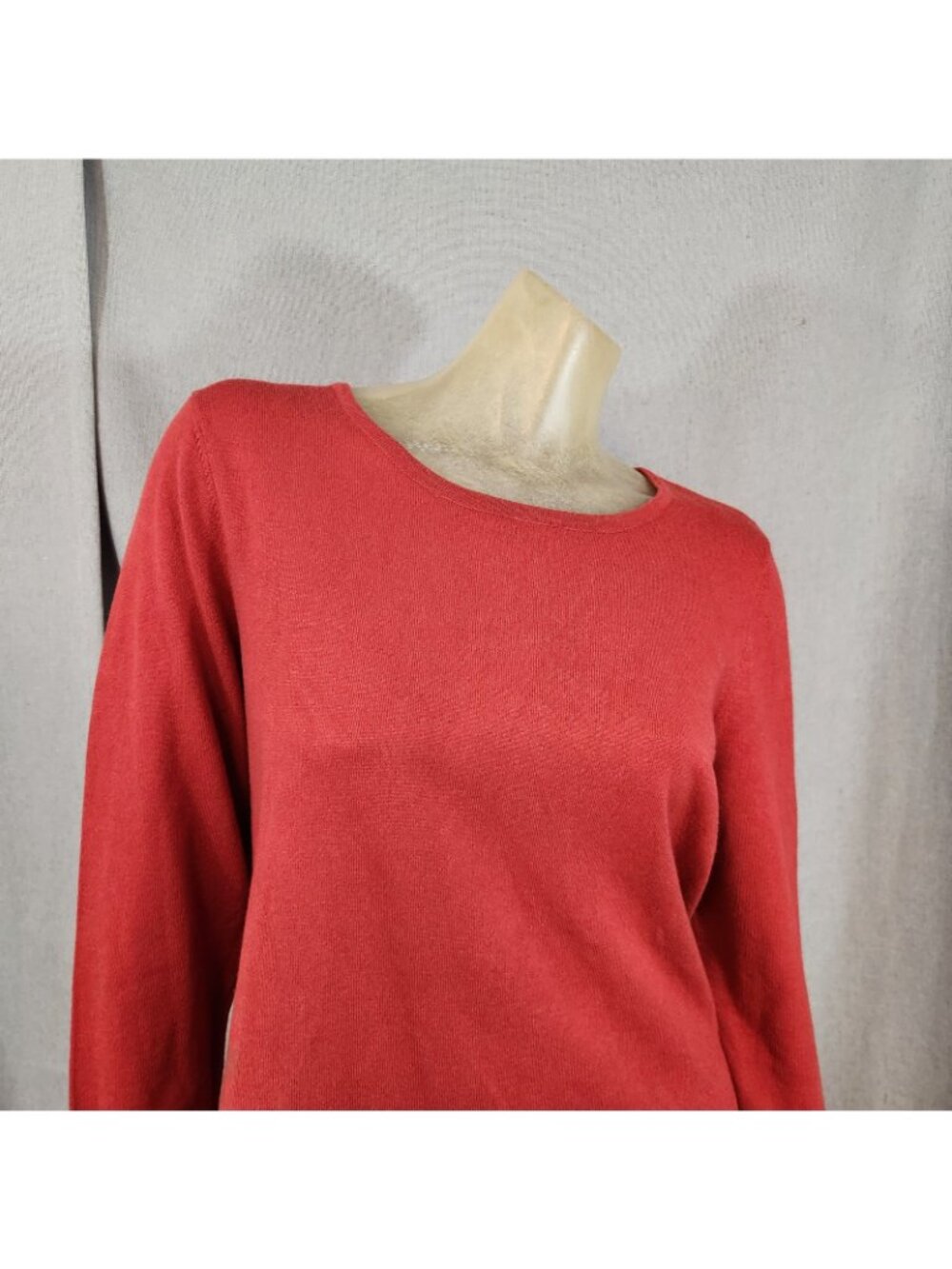 Chicos Burnt Orange Round Neck Long Sleeve Knit Blouse Shirt Top Size 2 LARGE - Picture 2 of 6